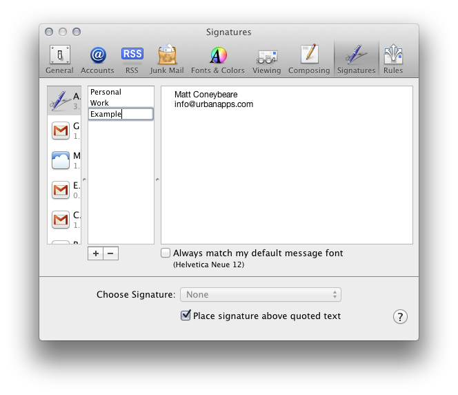 how to add signatures in apple mail